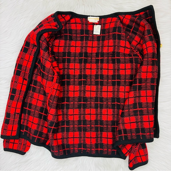 Vintage Brooks Brothers Ted Plaid 100% Wool Knit Cardigan/Blazer - Picture 5 of 11